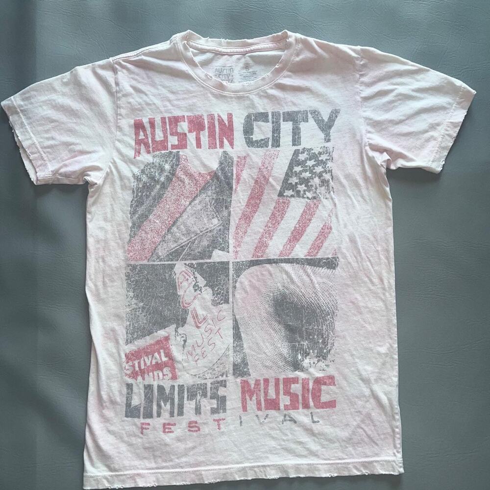 Small ACL Fest 2022 Lineup T shirt Distressed Pink Tie- Dye